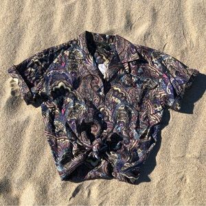 Vtg Paisley Short Sleeve Button Down Shirt